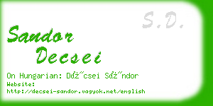 sandor decsei business card